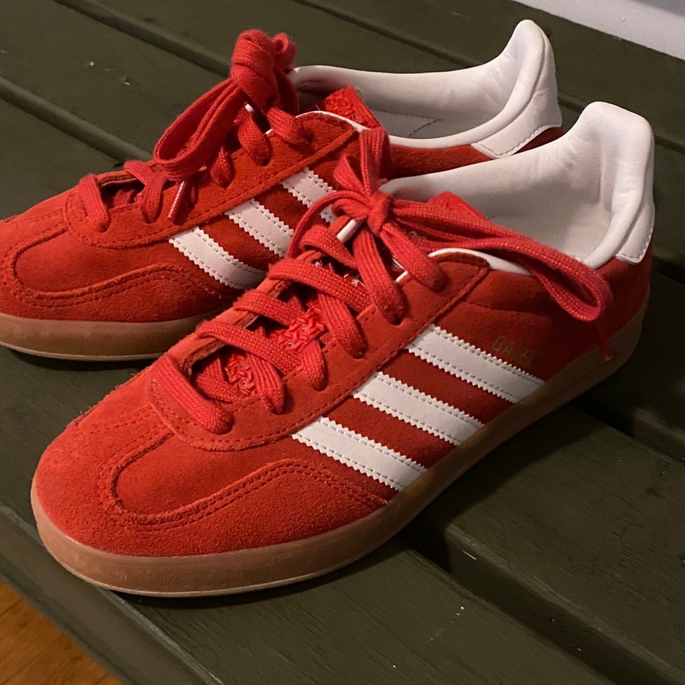 Adidas Gazelle Red and White Suede Sneakers